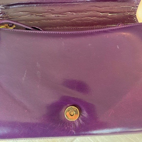 Vintage 80s Genuine Leather Snakeskin Crossbody Clutch Bag OS Purple Multi - Picture 12 of 16